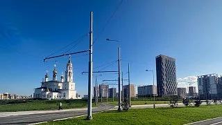 Опоры контактной сети ТФ<br />
трамвайная линия в Академическом районе г. Екатеринбурга